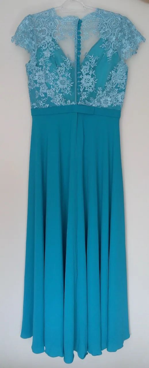 Vestido longo de festa em azul tiffany - Foto 2
