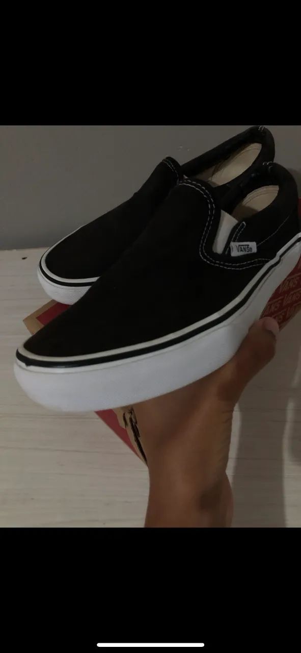 Tenis vans Slip-On preto original Calçados Vila Norte