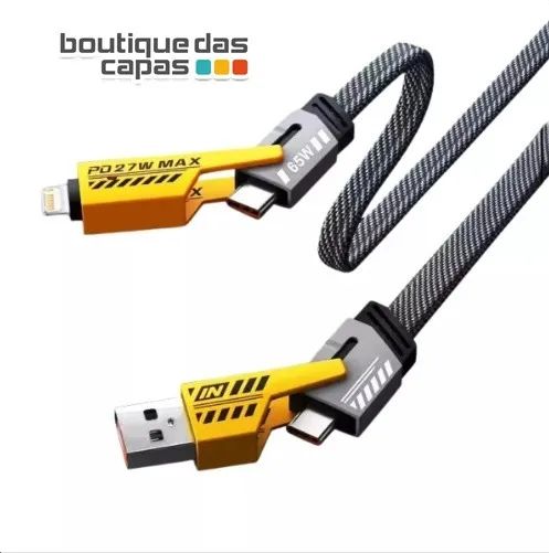 Cabo Usb Turbo 65w 4 Em 1 Tipo C X iPhone TIPOC X TIPO C 1,2m TURBO PEI-J80 - Foto 5