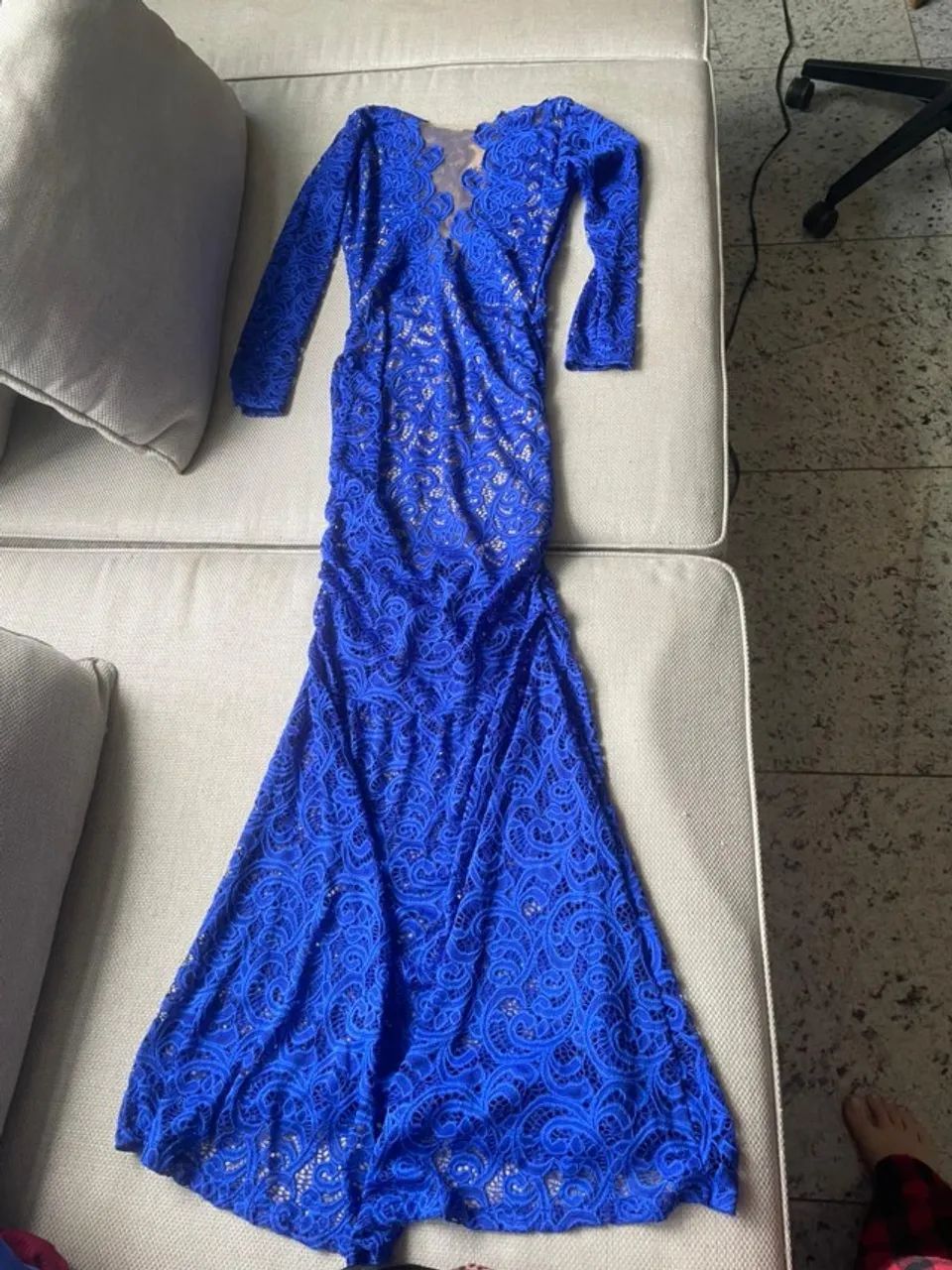 Vestido azul longo de festa 