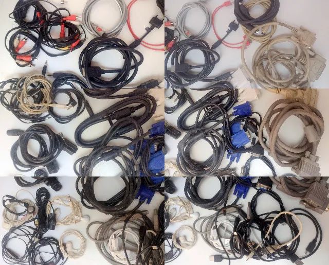 Lote-01 cabos elétricos fibra ótica conectividade informática audio vídeo (no estado)