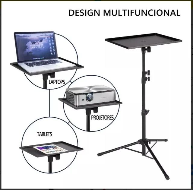 Bandeja com tripé para projetores, laptop, partituras, etc.