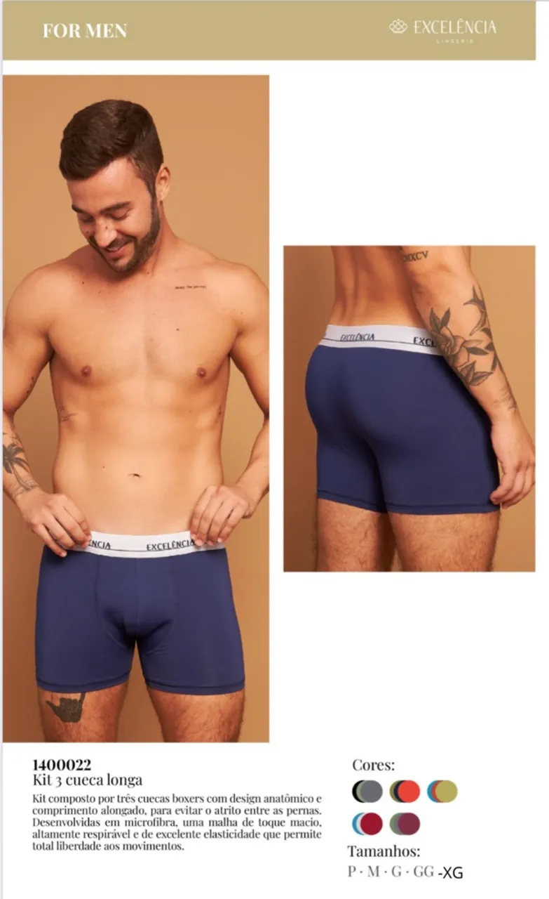Kit 3 Cuecas Boxer Longa - Conforto e Estilo