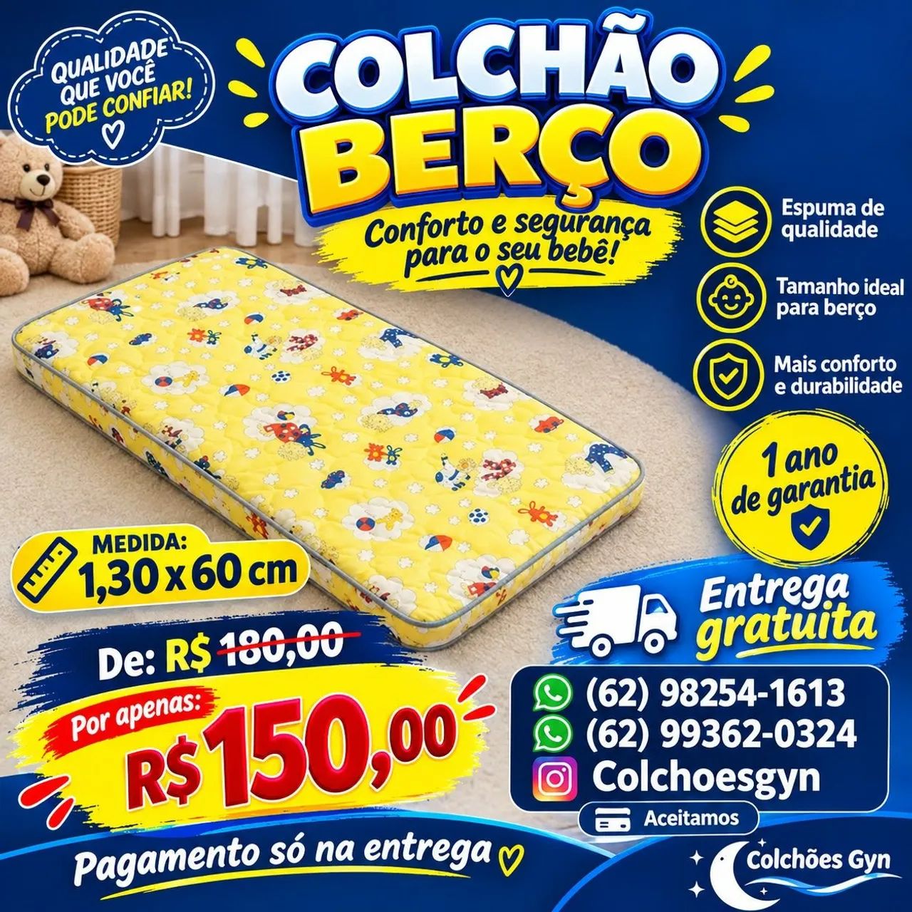 Colchão berço 1,30x0,60