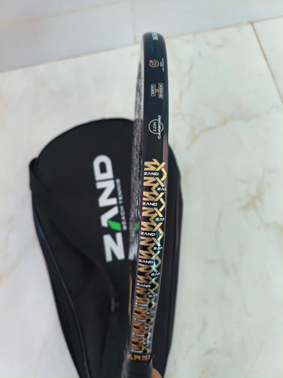 Raquete De Beach Tennis Zand Z Xtreme 12k Preta Com Capa Peso 310g