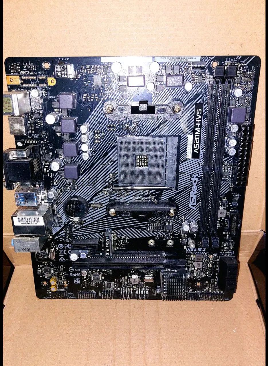 Placa Mãe A520M-HVS AsRock Am4 Ótimo Estado. - Foto 4