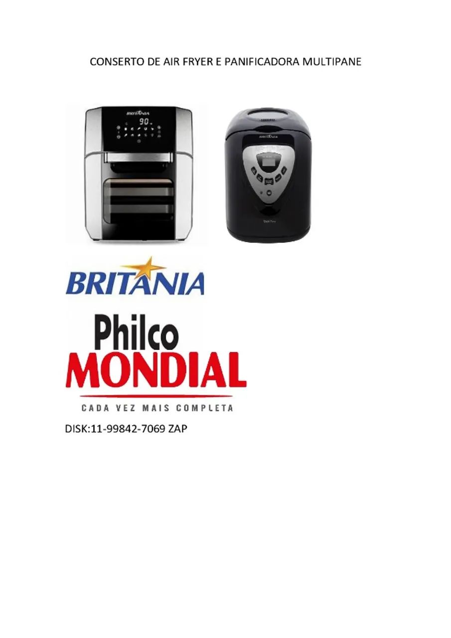 CONSERTO DE AIR FRYER E PANIFICADORA MULTIPANE
