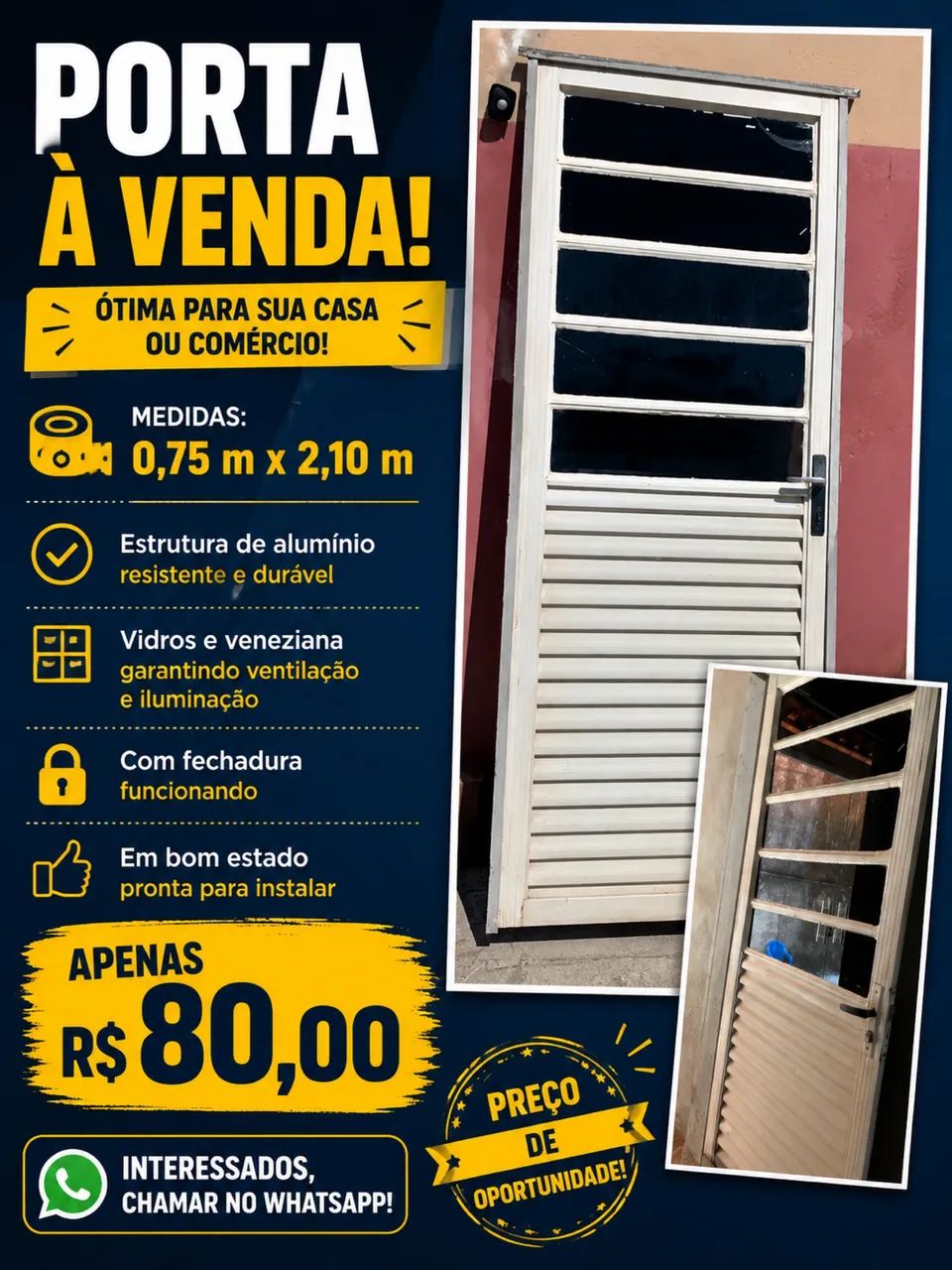 Porta de metalon com marco 