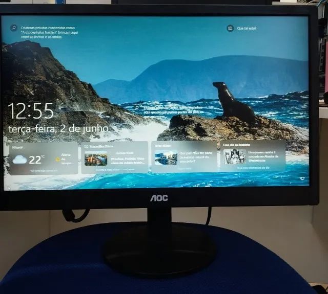 Monitor AOC LED 18,5" Widescreen HDMI E970SWHNL Excelente Estado - Foto 2