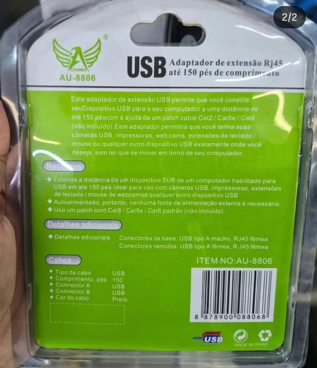 ADAPTADOR USB RJ45 REF.: AU-8806 - Foto 2