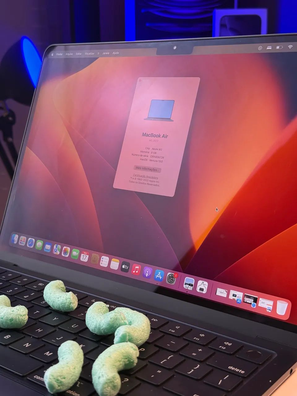 MacBook Air | chip m2 | 8/256gb | 13 pol. - apenas 3 ciclos de