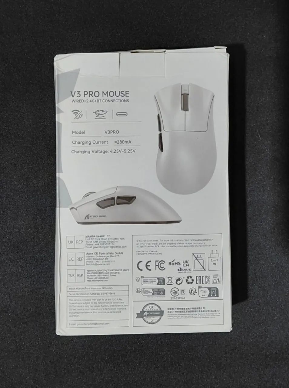 Mouse Gamer Sem Fio Attack Shark V3 Pro Com Dock Carga - Foto 3