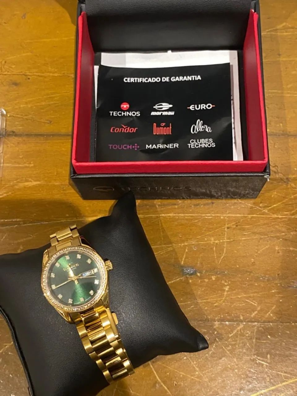 Relógio Technos Automático Safira Dourado com Dial Verde - Completo na Caixa - Foto 2