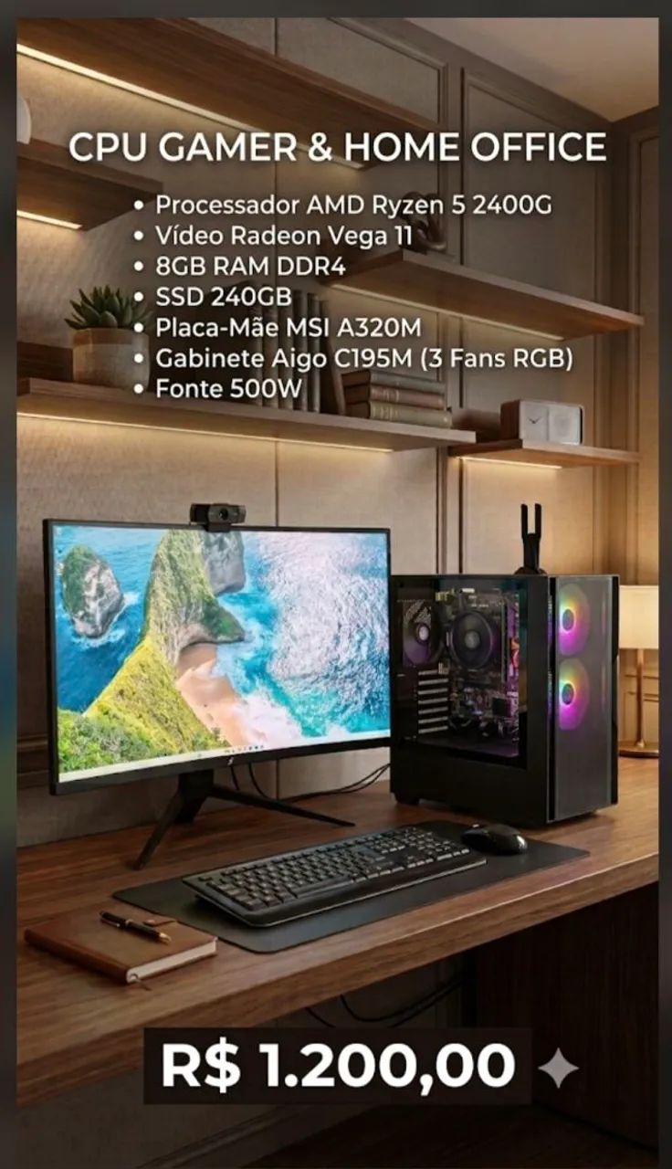 CPU Ryzen 5 2400G 8GB SSD 240GB