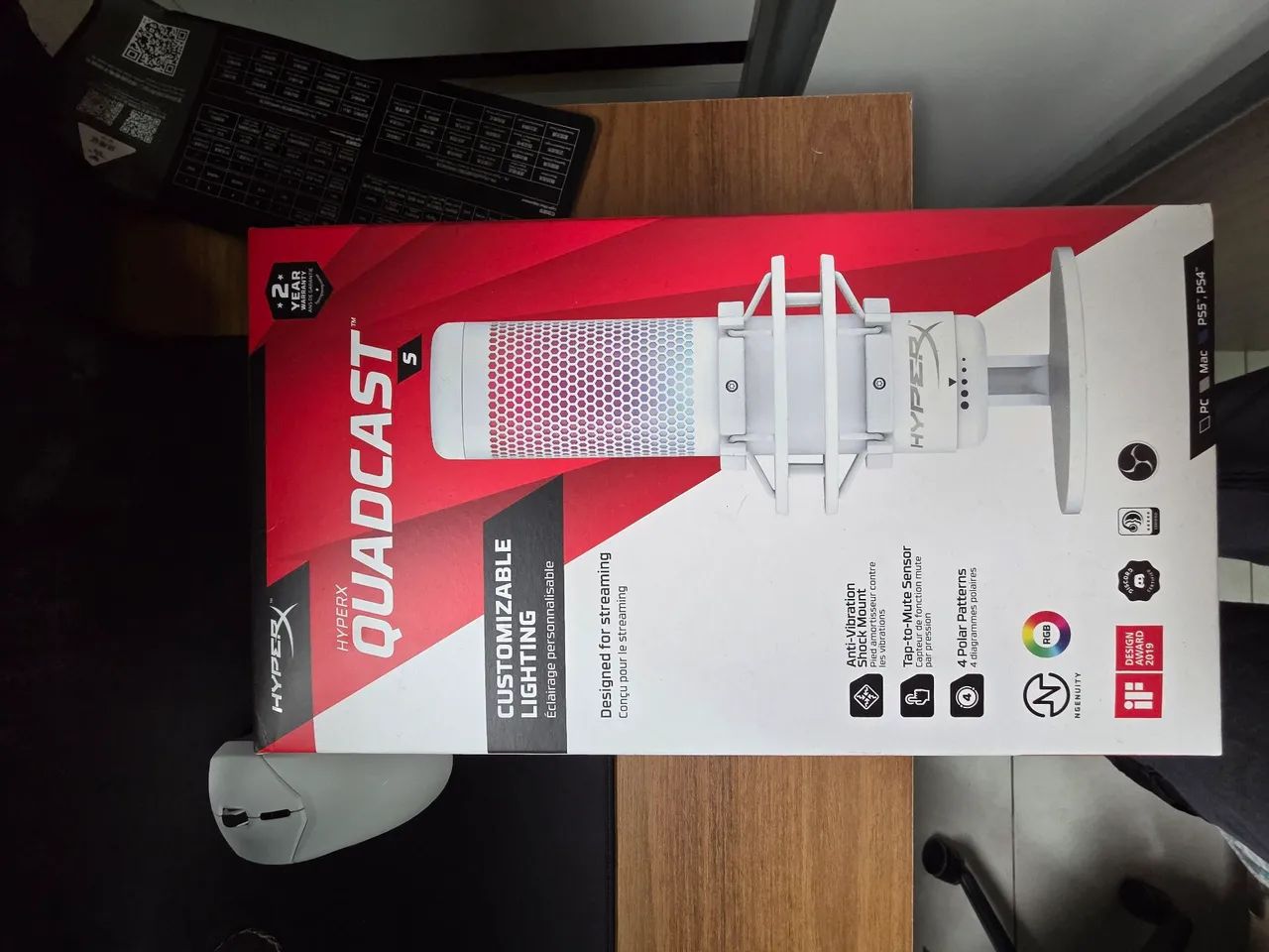 Microfone HyperX Quadcast Branco RGB - Foto 2