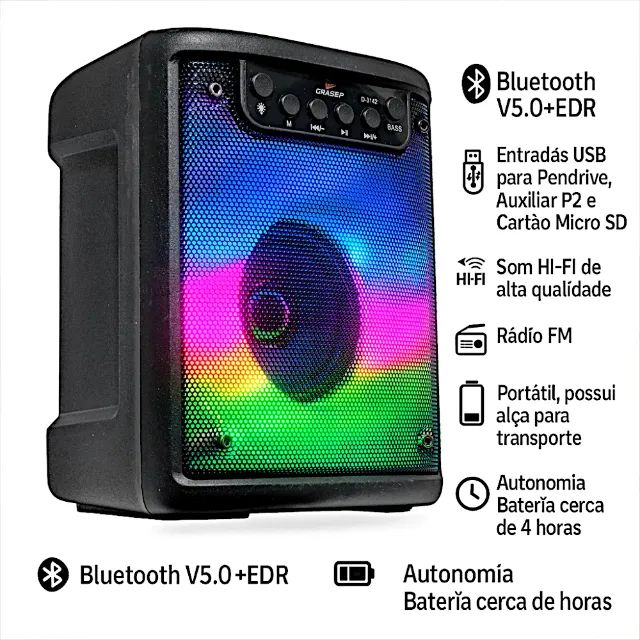Caixa De Som Bluetooth Portátil  - Foto 2