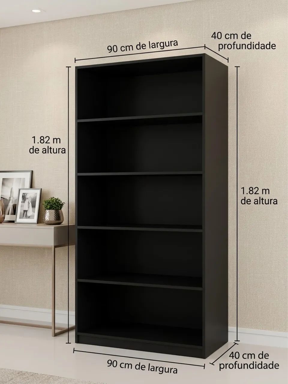 Estante expositor multiuso MDF preto (182x90x40) novo  - Foto 2