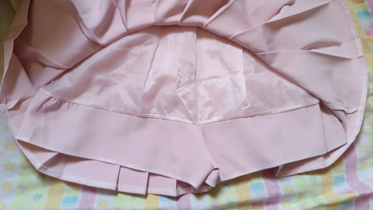 shorts saia plissada rosa cintura alta - Foto 5