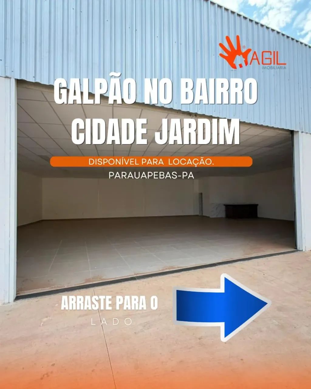 GALPÃO COM 257,53m2 DISPONÍVEL PARA LOCAÇÃO.