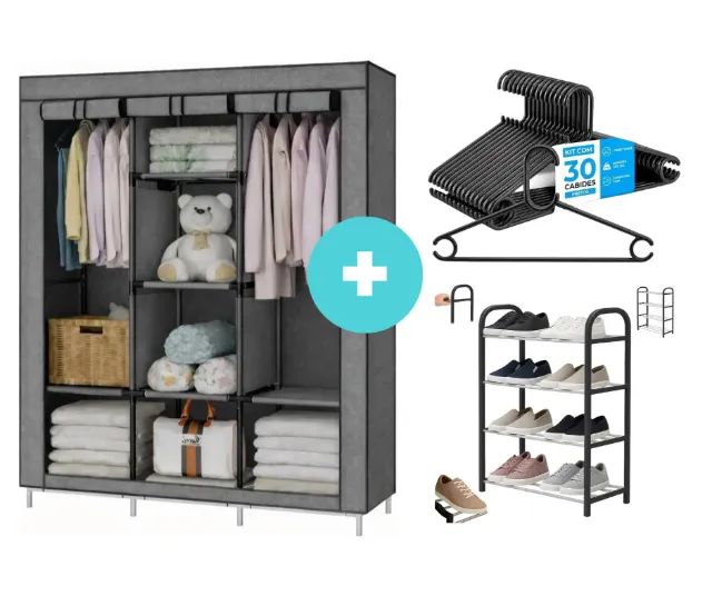 Guarda-Roupa + Cabides e Sapateira de brinde