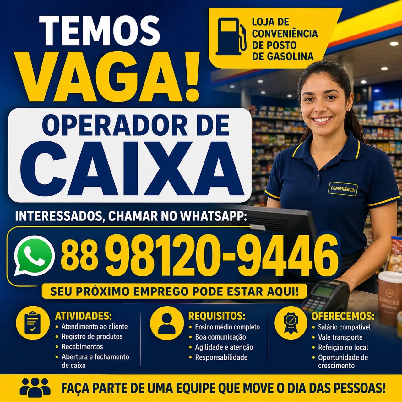 Vaga de Operador de Caixa