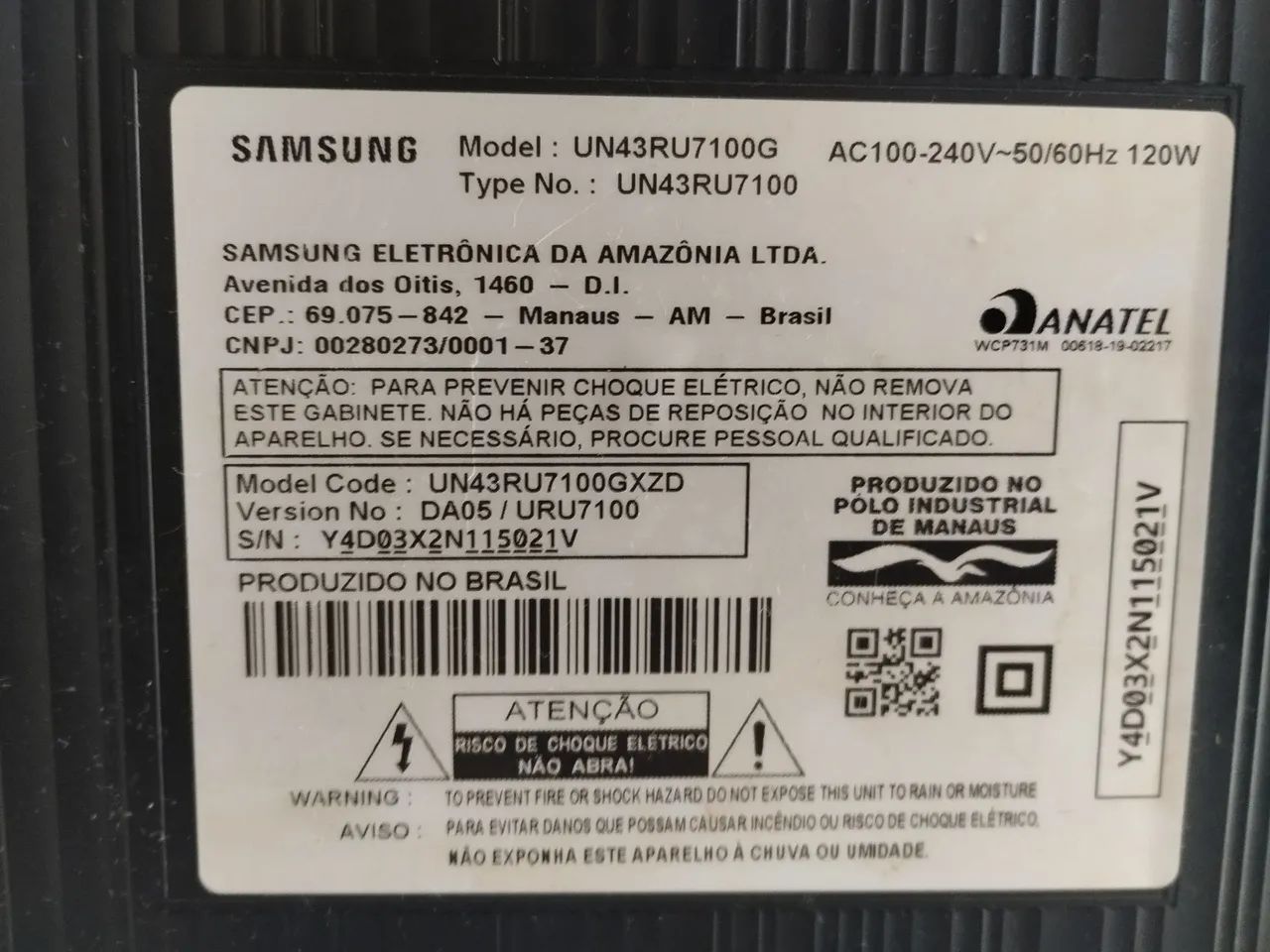 Vendo tv 43" tela trincada