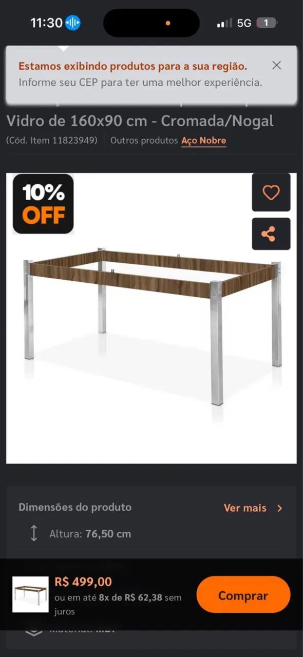 Base para mesa de vidro