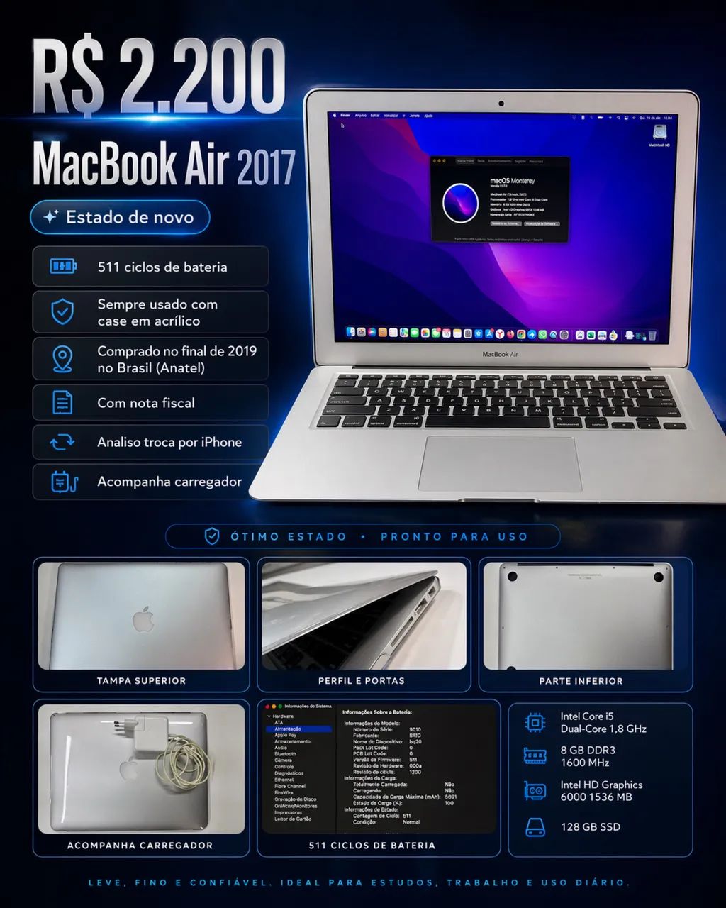 MacBook Air 2017 - Notebooks - Centro, Curitiba 1496955122 | OLX