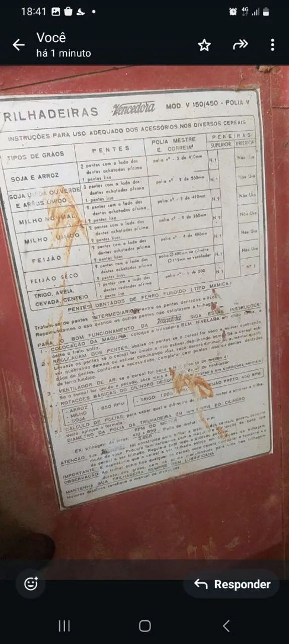 Trilhadeira Vencedor moe tritura e debulha graos soja aveia - Foto 5