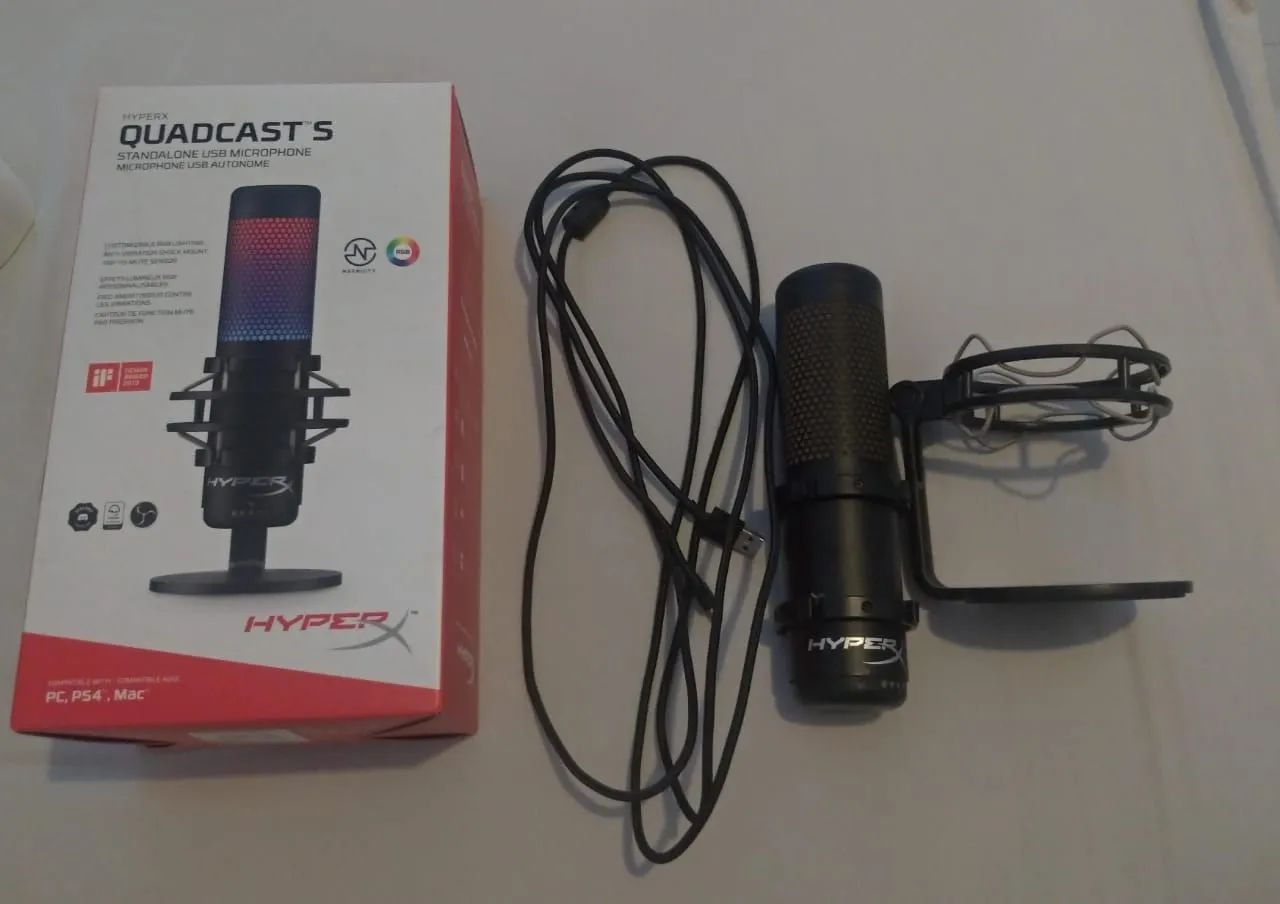 Microfone Gamer HyperX QuadCast S Podcast, Antivibração, LED RGB - Foto 3