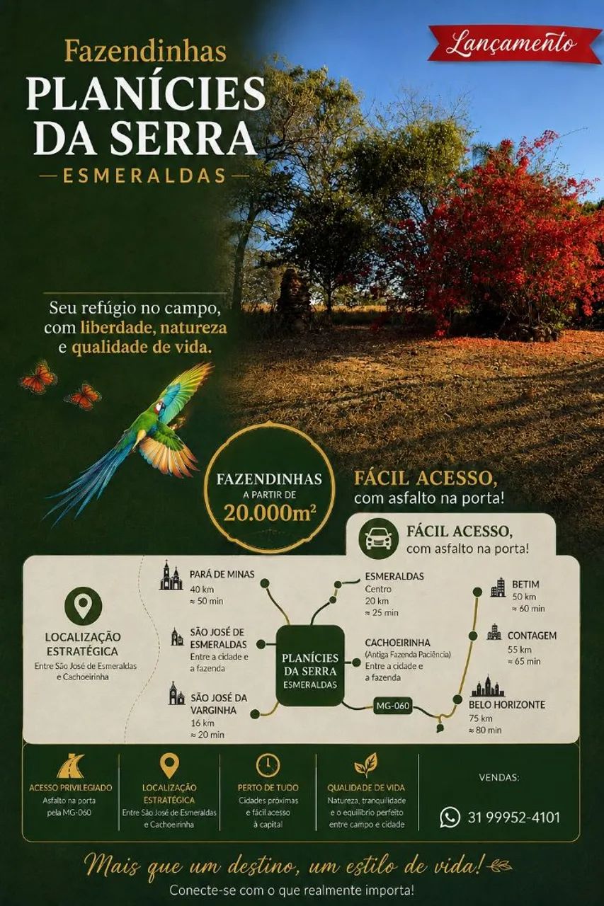Terreno módulo rural em esmeralda 