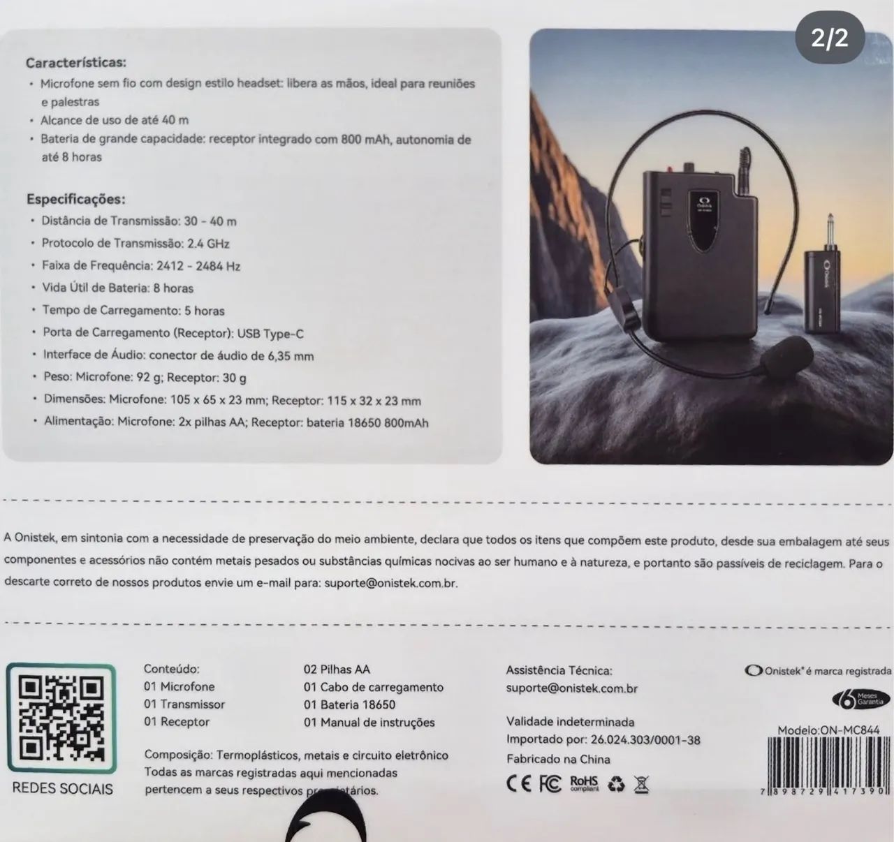 MICROFONE S/FIO RECARREG ON-MC844 - Foto 2