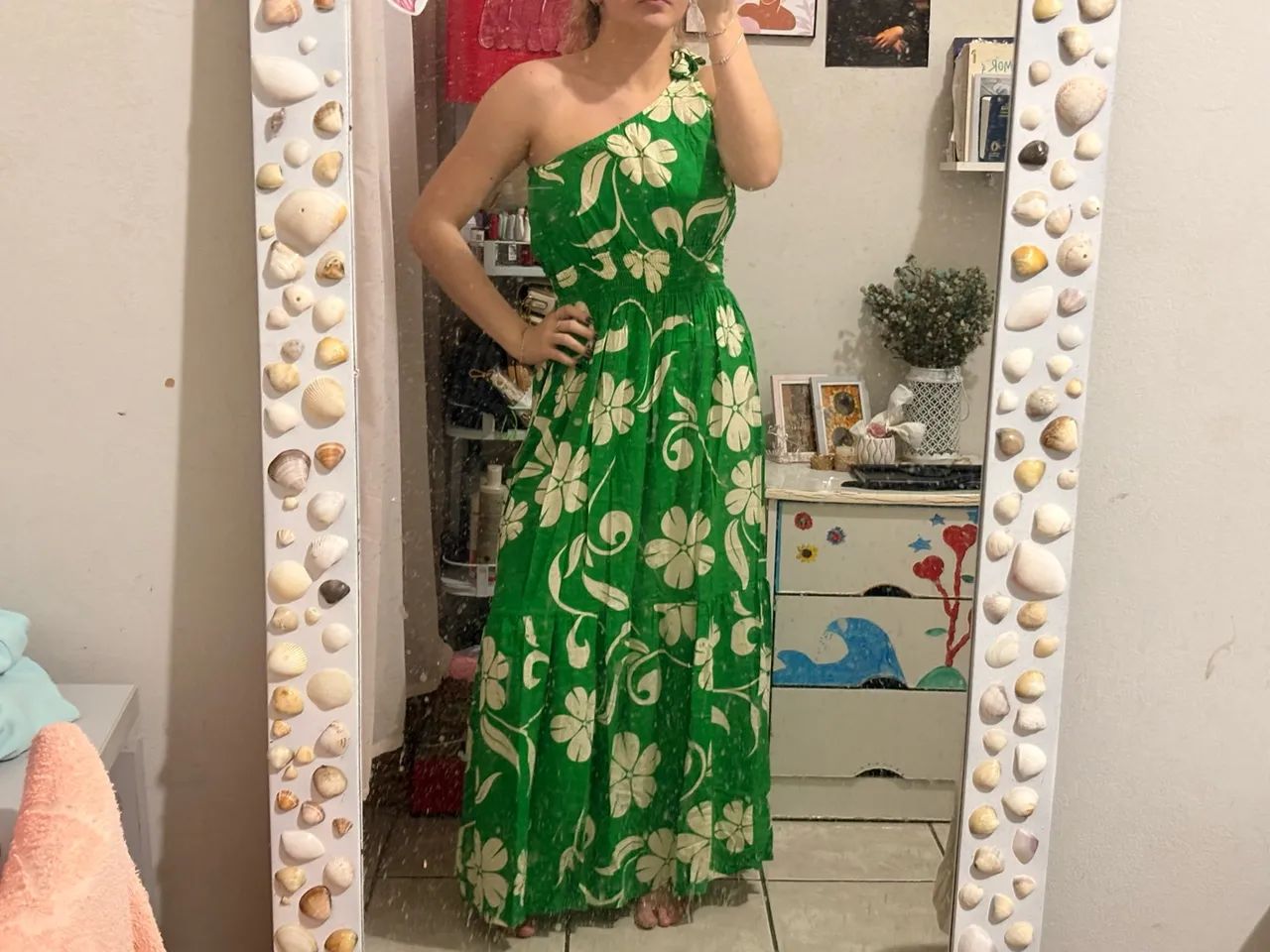 Vesti-lo longo verde florido 