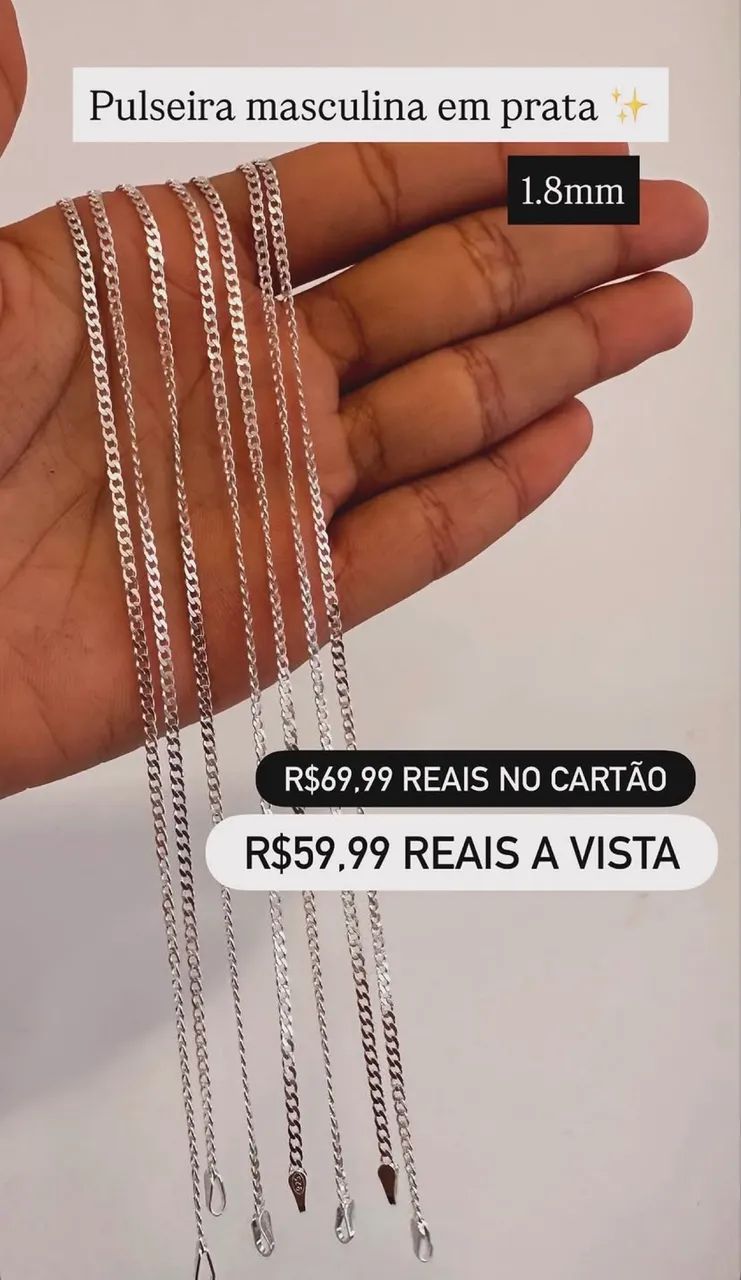 pulseira prata masculina 
