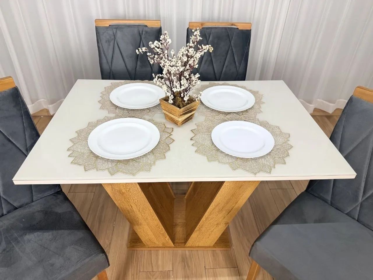 Mesa Jantar Porto  1.20×0.80 Com 4 Cadeiras l8 - Foto 3