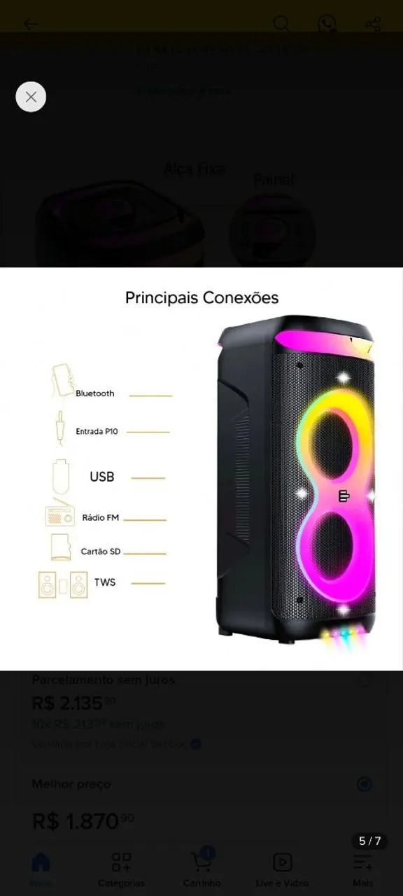 Caixa de Som Bluetooth PulseBox 3 1400W TWS - Foto 3