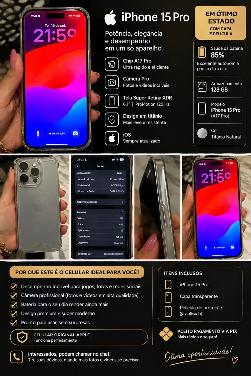 Celular 15 pro completo