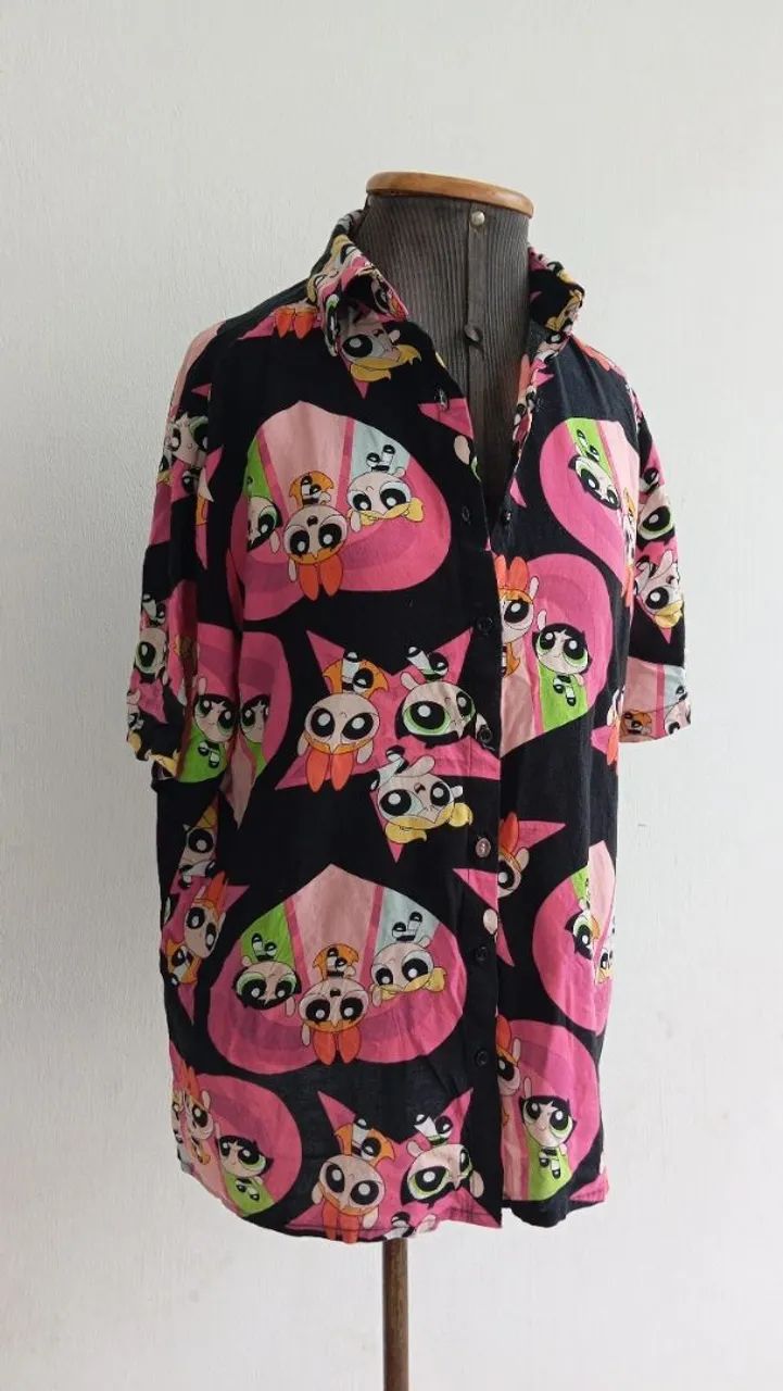 Camisa de botão das meninas super poderosas 