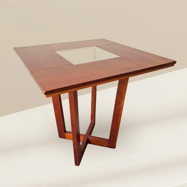 Mesa Lateral com Vidro 75x75 Imbuia