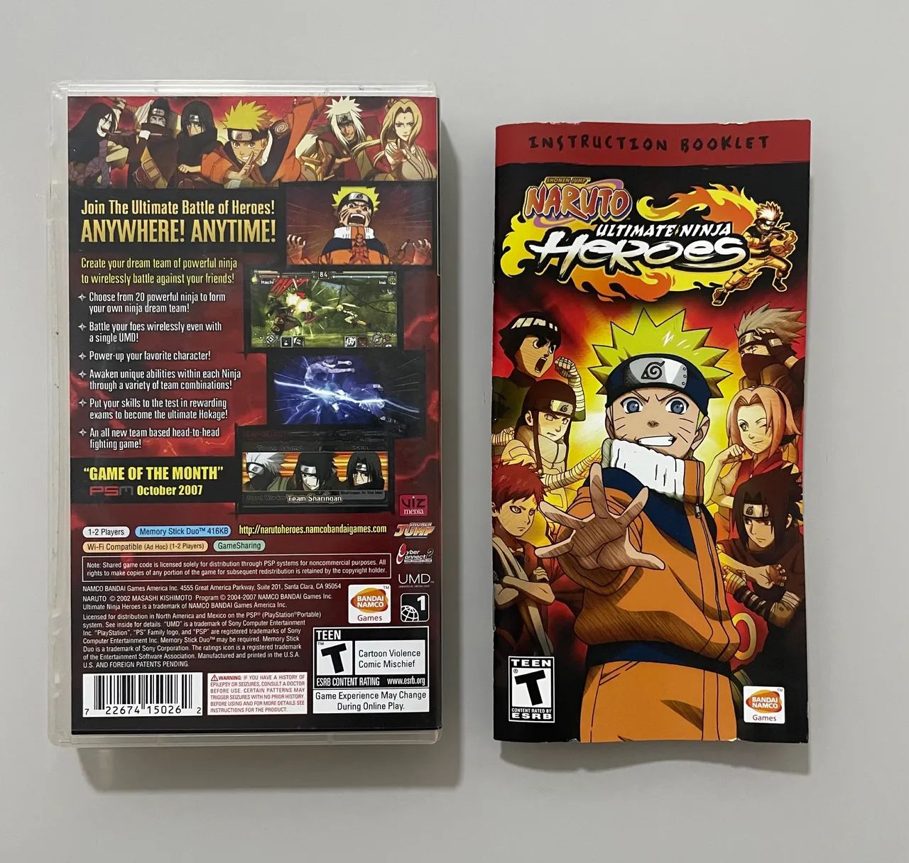 Caixa e manual jogo Naruto PSP