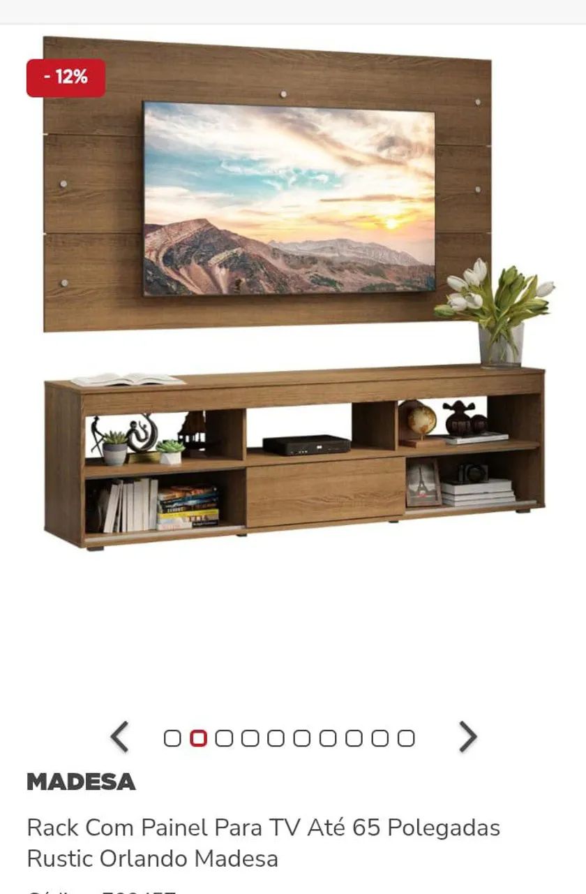 Rack com Painel para TV até 65 Polegadas Rustic Orlando Madesa