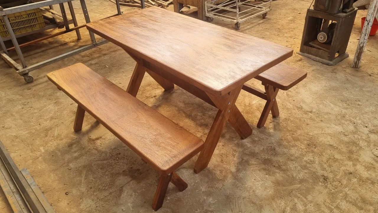 Mesa Rústica com 2 Bancos - Foto 3