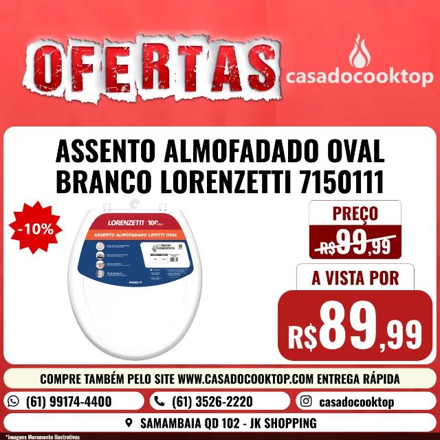 ASSENTO ALMOFADADO OVAL BRANCO LORENZETTI 7150111