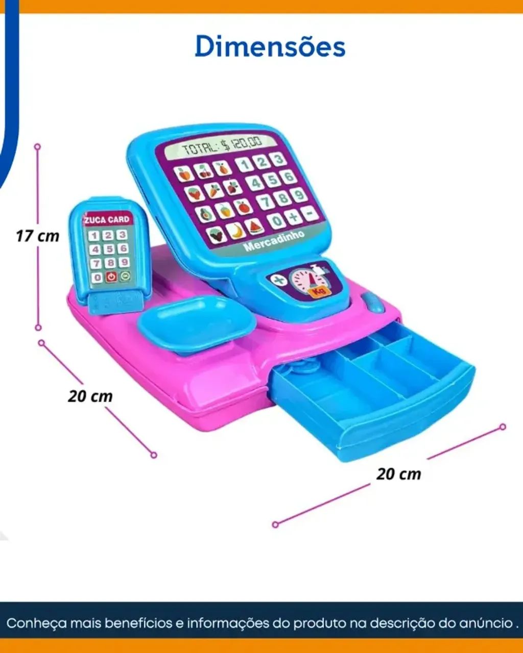 Brinquedo Mercadinho Educativo Com Balança E Cartão Infantil - Foto 2