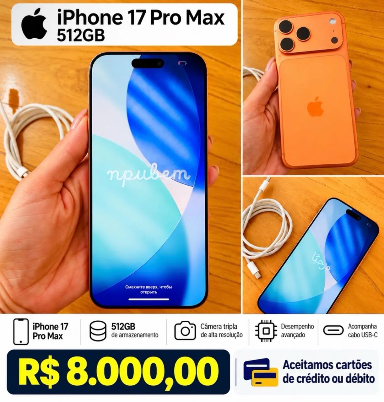 iPhone 17 PRO MAX 512 gb laranja 