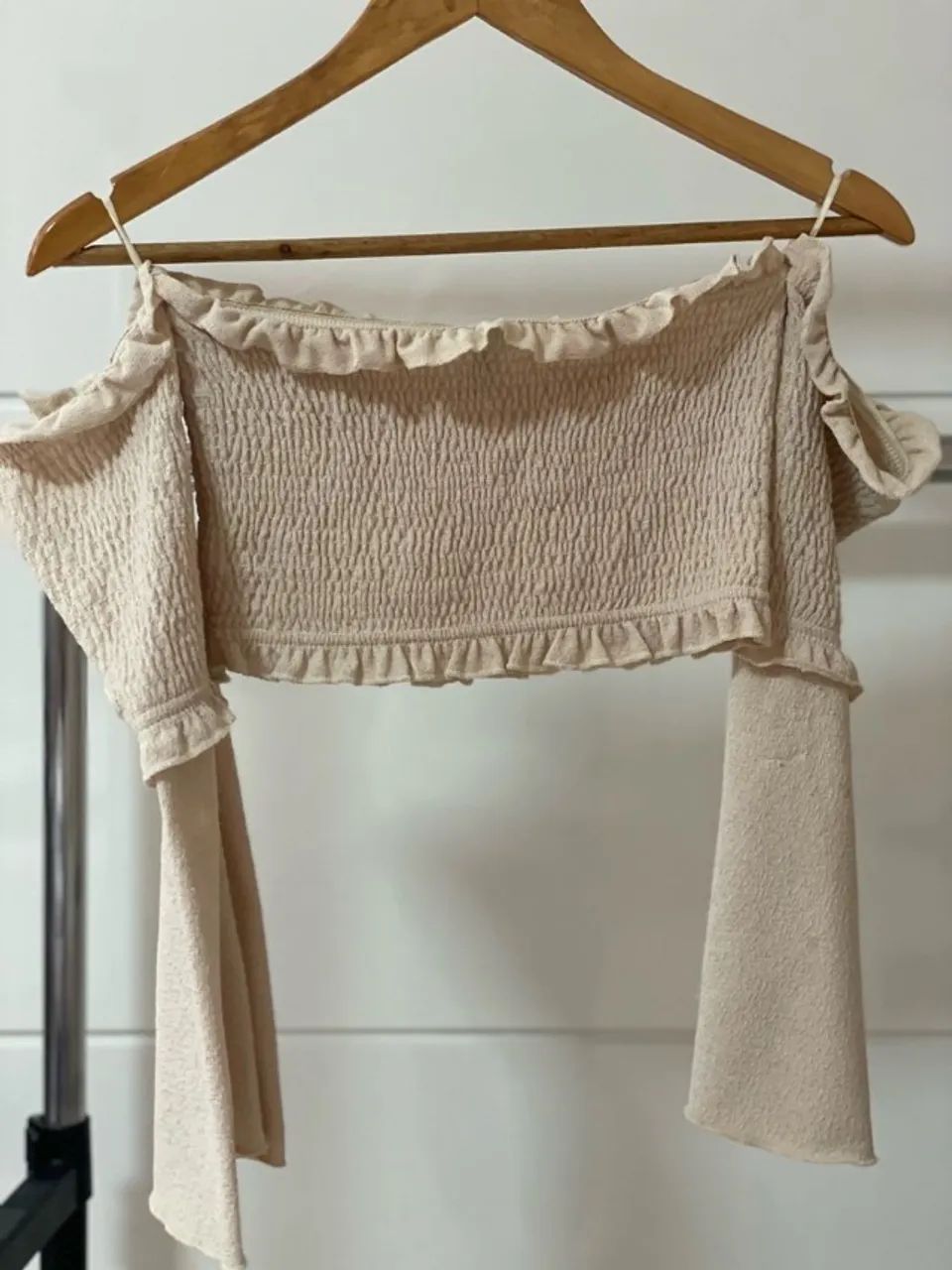 blusa ombro a ombro bluesteel pp bege elegante - Foto 5