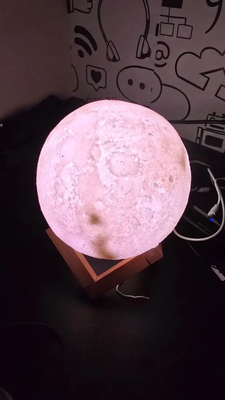 Luminaria 3d Touch Lua Cheia Abajur Led Decoracao Usb Rgb - Foto 2