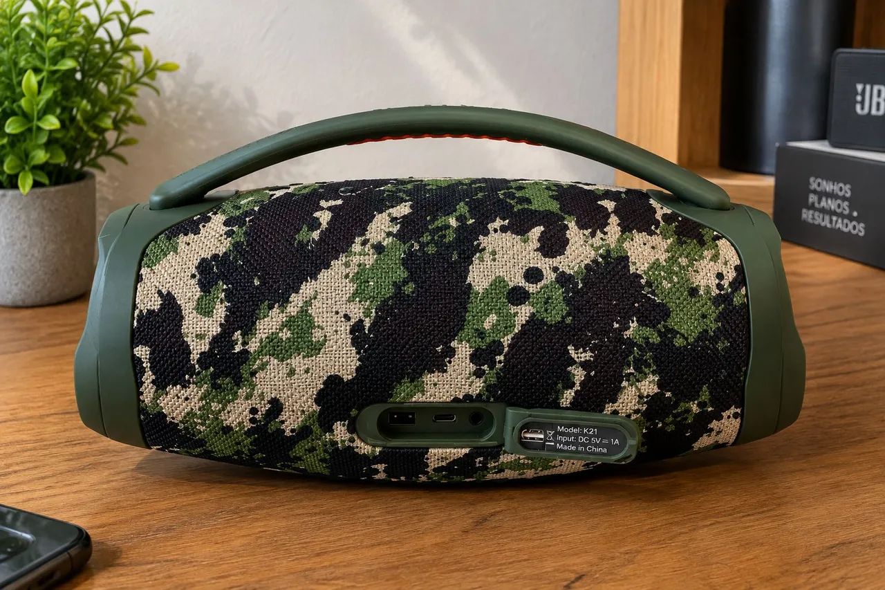 Caixa de som bombox bluetooth Bivolt verde camuflado  - Foto 2