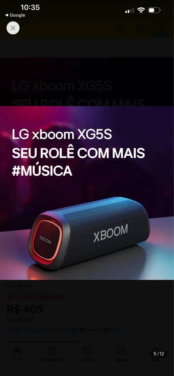 Caixa de som LG XBOOM 