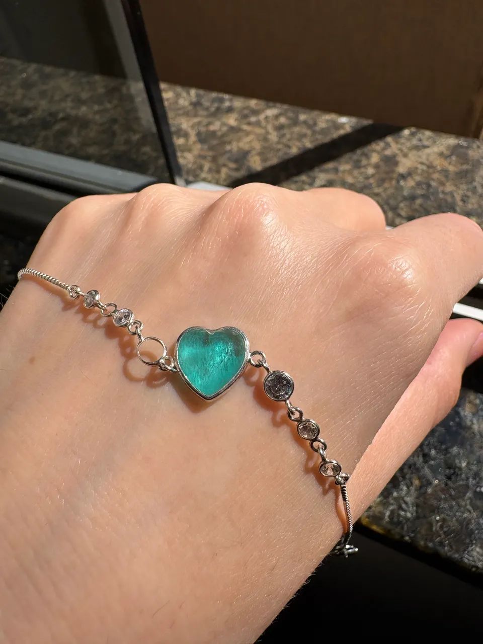 Pulseira em Prata 925 com Coração Verde - Foto 3